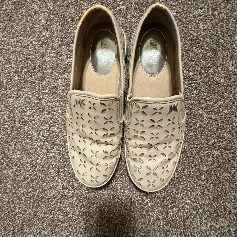Michael Kors Keaton Leather Slip-On Shoes with Perforated Laser Cut Design